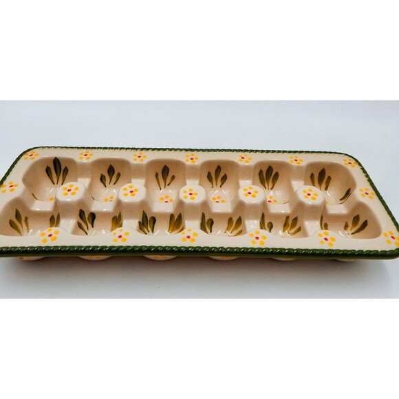 Temp-tations By Tara Old World Green 12-Count Fresh Egg Tray 13 Inch Storage - Picture 4 of 11